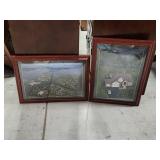 Framed Aerial Photographs in Red-Toned Wooden Fram