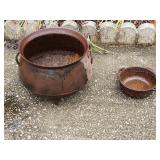 Two Cast Iron Cauldrons with Handles