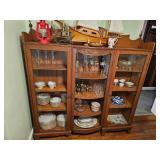 Oak Triple Glass-Front Display Cabinet