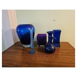 Blue and Purple Glass Vases