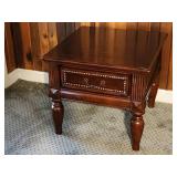 Wooden Side Table with Drawer and Turned Legs