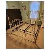 Metal Bed Frame with White and Brass Finish