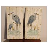 Annie Fisk Heron Painted Wood Panels