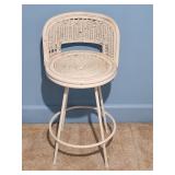 White Wicker and Metal Bar Stool