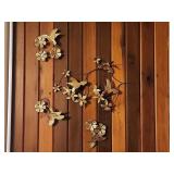 Brass Wall Art Featuring Hummingbirds and Flowers