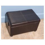 Black Faux Leather Storage Ottoman