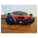 Red and Black CD Boombox with Speakers