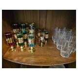 Etched Glassware with Gold Detailing