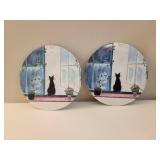 Decorative Cat-Themed Ceramic Plates