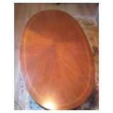 Oval Wood Coffee Table with Inlay