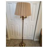 Brass Floor Lamp with Pleated Shade