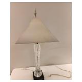 Glass and Metal Table Lamp with Pyramid Shade