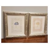Framed Floral Artwork Pair with Pressed Flowers