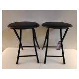 Black Folding Stools with Padded Seats