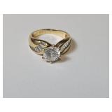 14K Gold Ring with Cubic Zirconia Accents