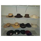 14 Assorted Straw and Felt Hats