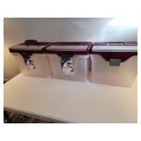 Three Plastic File Boxes With Latching Lids