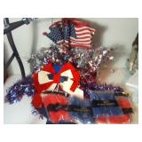 Patriotic Decorations Lot With Flags and Bows