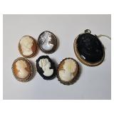 Six Cameo Brooches