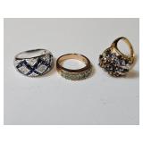 Three Sterling Silver Rings, Size 6.5