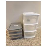 Plastic Storage Drawers, White and Gray