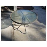 Round Glass Patio Table with Metal Frame