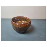 Brown Glazed Ceramic Bowl with Stamp
