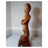 Abstract Wooden Sculpture on Base