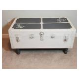 White Wooden Trunk with Decorative Panels