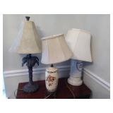 Three Table Lamps with Shades