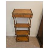 Wood Side Table with Drawer and Shelves
