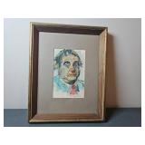 Framed Watercolor Portrait by Artist Signed ï¿½Anita
