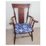 Wooden Armchair with Curved Backrest