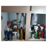 Household Cleaning Supplies and Disposer Under Sin