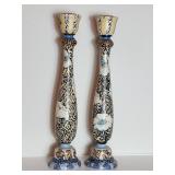 Hand-Painted Ceramic Candlesticks