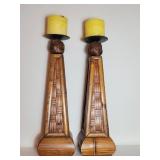 Woven Rattan Candle Holders