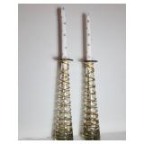 Glass Candlesticks with Gold Accents