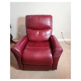 Reclining Chair in Red Faux Leather Upholstery