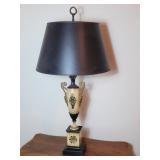 Decorative Urn-Style Table Lamp with Black Shade
