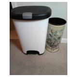 Plastic Step Trash Can and Metal Wastebasket