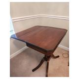 Expandable Wooden Lyre-Base Pedestal Table