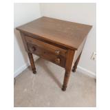 Wood Side Table with Two Drawers