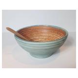 Handcrafted Ceramic Bowl and Wooden Spoon Set