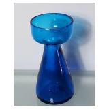 Blue Art Glass Vase or Stemmed Bowl