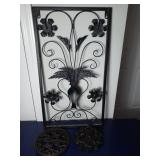 Metal Wall Plaques with Floral Motifs