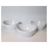 Three Over and Back White Stoneware Bowls
