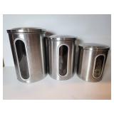 Three Stainless Steel Canisters