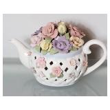 San Francisco Music Box Teapot Figurine with Roses