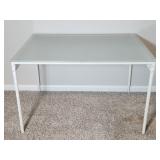 Glass-Top Metal Table, 28×43×29.5