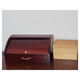 Wooden Roll-Top and Bamboo Storage Boxes